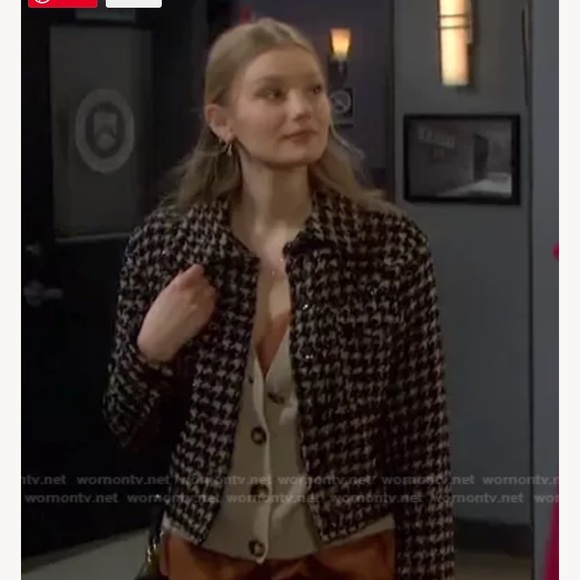 Avec Les Filles Houndstooth Shimmer Cropped Coat - Picture 2 of 7